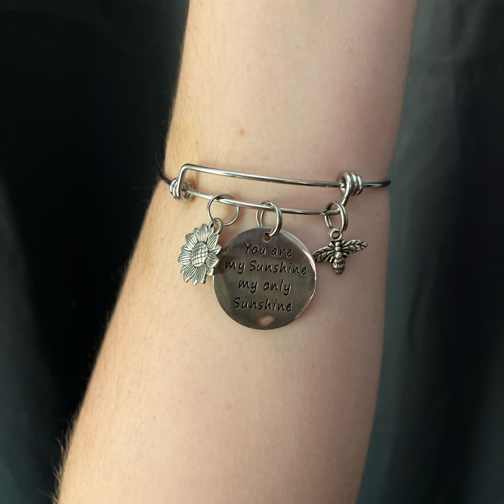 You Are My Sunshine Silver Charm Bracelet 8$